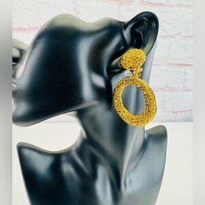 Vintage St. John Gold Tone Rhinestone Hoop Statement Earrings